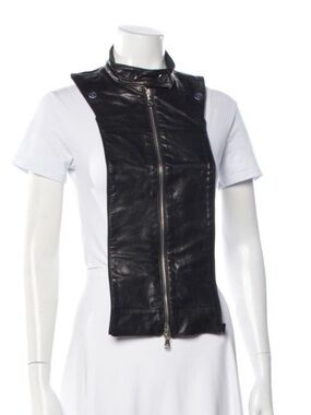 $550 VERONICA BEARD Ashling rider black leather moto Dickey jacket insert